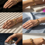 Aurelia Leaf & Mother-of-Pearl Blossom Cuff kada bracelet