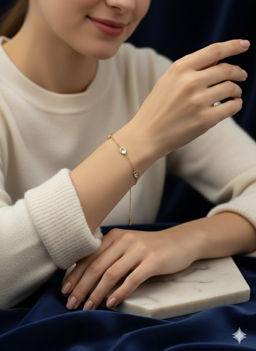 2026/02/1000184212.png Oval Bezel-Set Crystal Chain Bracelet - Image 1