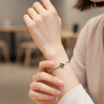 Midnight Clover Gold-Plated Herringbone Bracelet