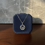 Sterling Silver Pave Butterfly Circle Necklace