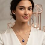 Sapphire Blue Pear-Cut Pendant & Stud Set