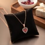 Custom Model Rose Gold & Crimson Striped Enamel Pendant