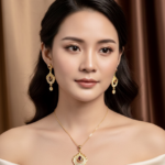 "Ruby Empress" Teardrop Pendant & Earring Set in 18K Gold Finish