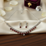 Elegant Crimson & Silver Occasion Jewelry Set