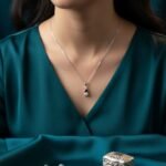 Midnight trio sterling silver drop pendant and stud earring set