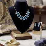 Handcrafted Sapphire-Blue & Crystal Floral Necklace Set