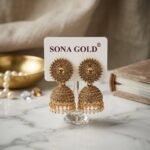 Gold-Plated Floral Jhumka Earrings with Pearl Droplets