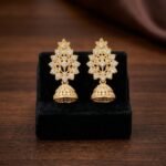 Crystal Studded Floral Jhumka Earrings