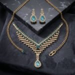Regal Azure Pavé V-Necklace & Teardrop Earring Set