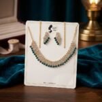 Elegant Emerald-Tone & Crystal Collar Jewelry Set