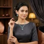 Ruby  Emerald-Cut Rhodium-Plated Necklace Set