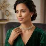 Triple-Row Diamanté Choker & Stud Earring Set