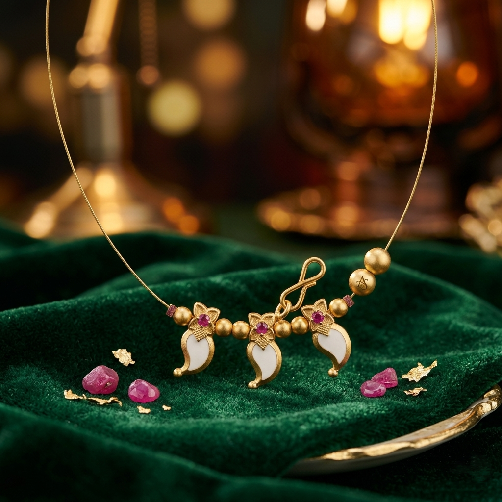 2026/04/1000192691.png Gold & White Enamel Minimalist Invisible chain - Image 1