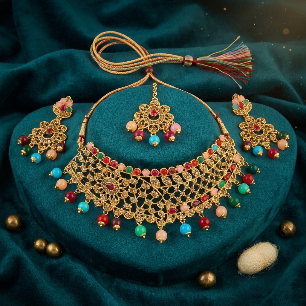 2026/04/1000192751.png Multi-Color Floral Filigree Bridal Set - Image 1