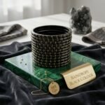 Midnight Raindrops: Faceted Onyx & Gold Studded Bangle Set