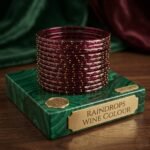 Raindrops Wine Colour Bangle Set (12 Pieces)